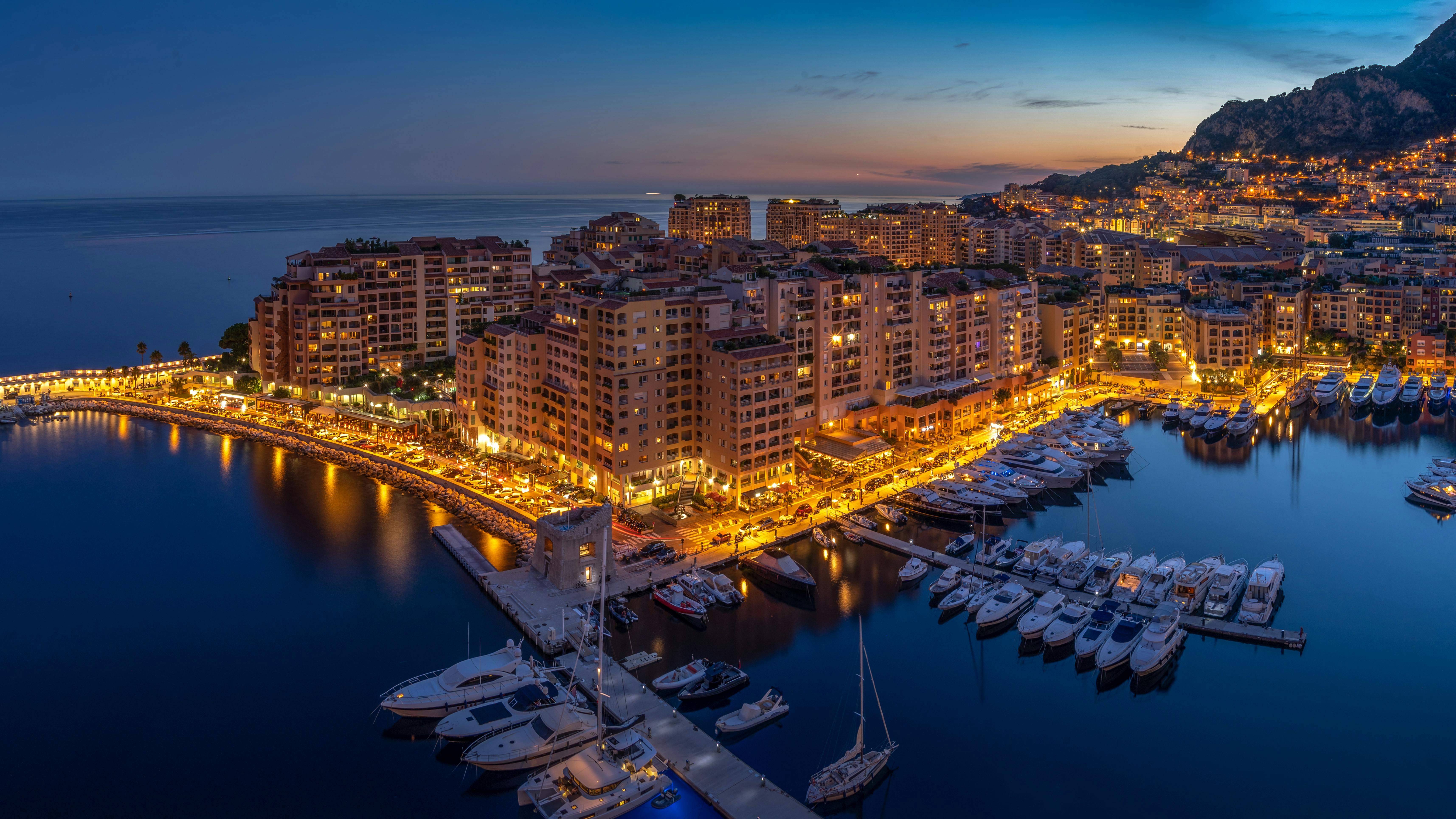 An aerial view of Monaco’s glittering waterfront