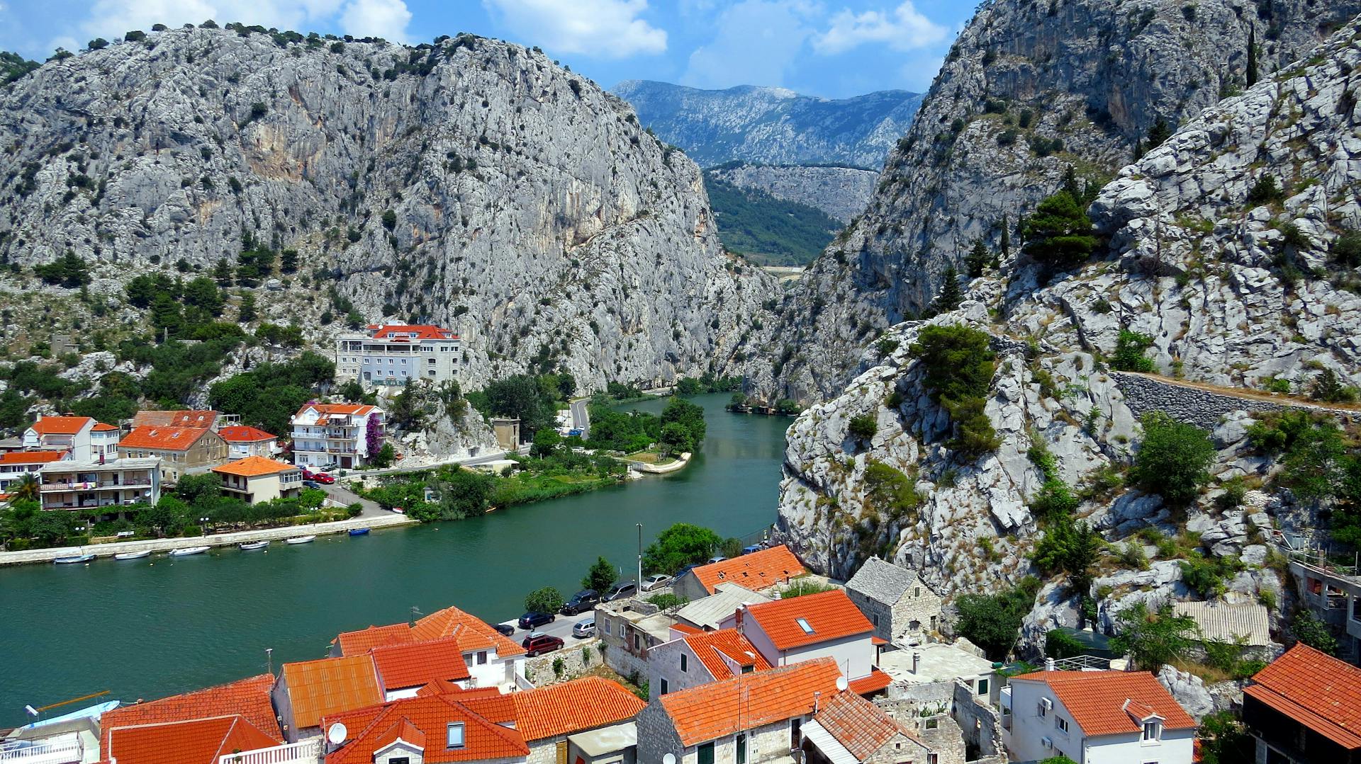 Overhead View of Croatian Town With Orange Roofs
