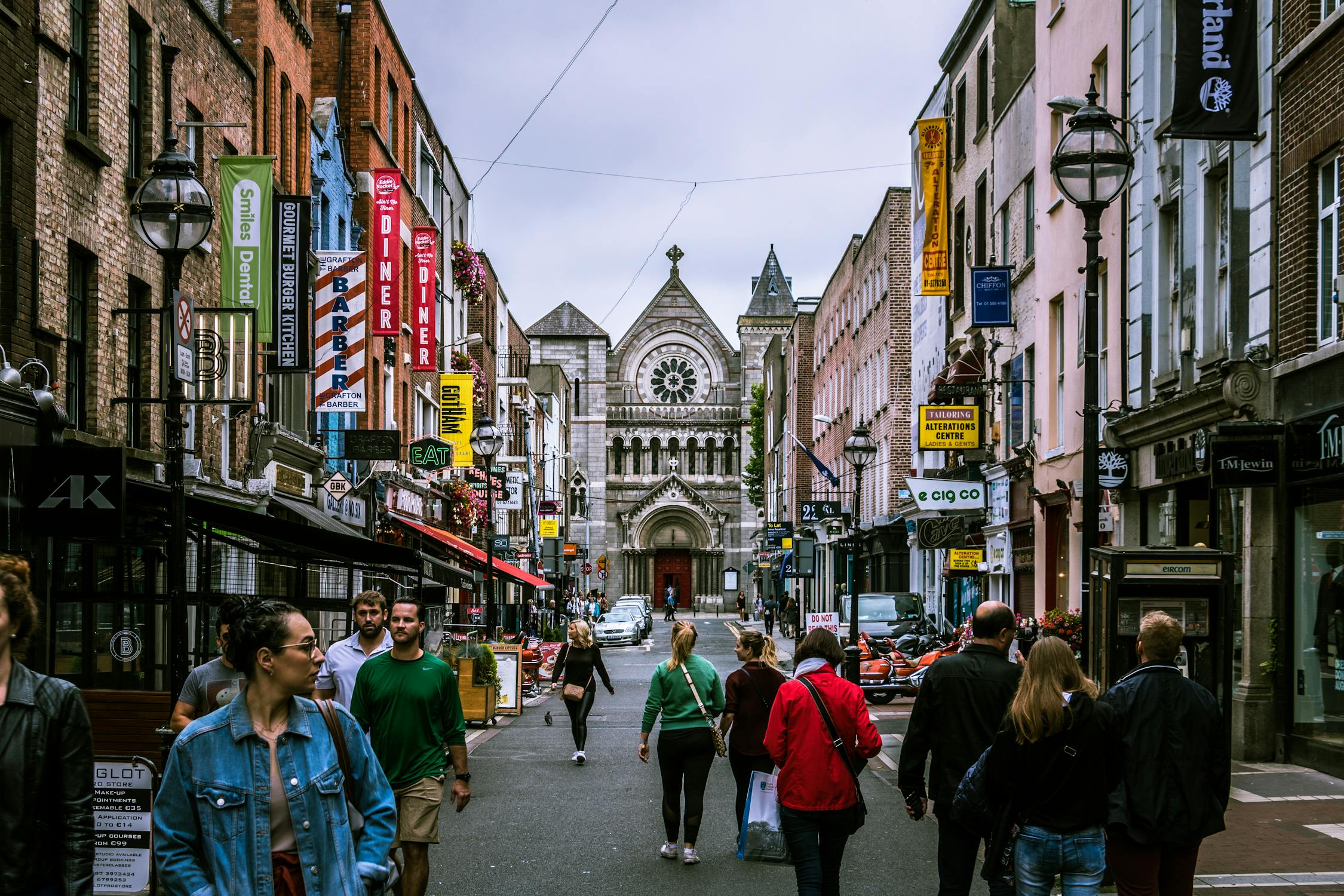 People walking on a street in Galway