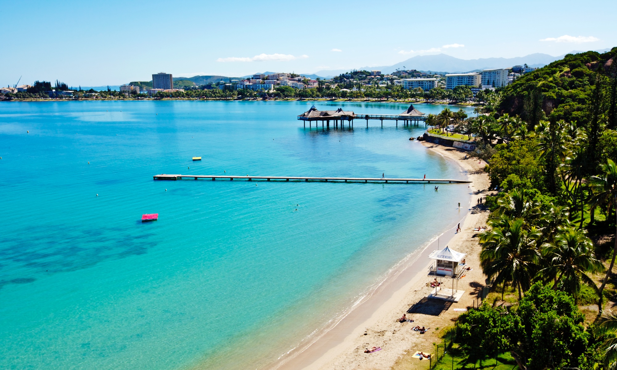 aerial view of Anse Vata beach in Noumea, capital of New Caledonia
