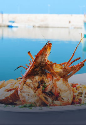 Fresh seafood by the harbour