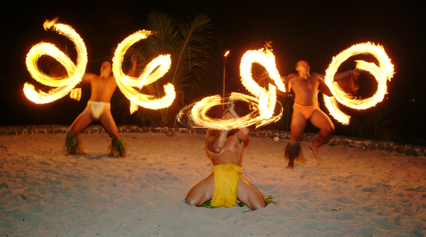 Fire dance at night