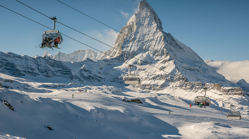 The majestic Matterhorn covered in snow