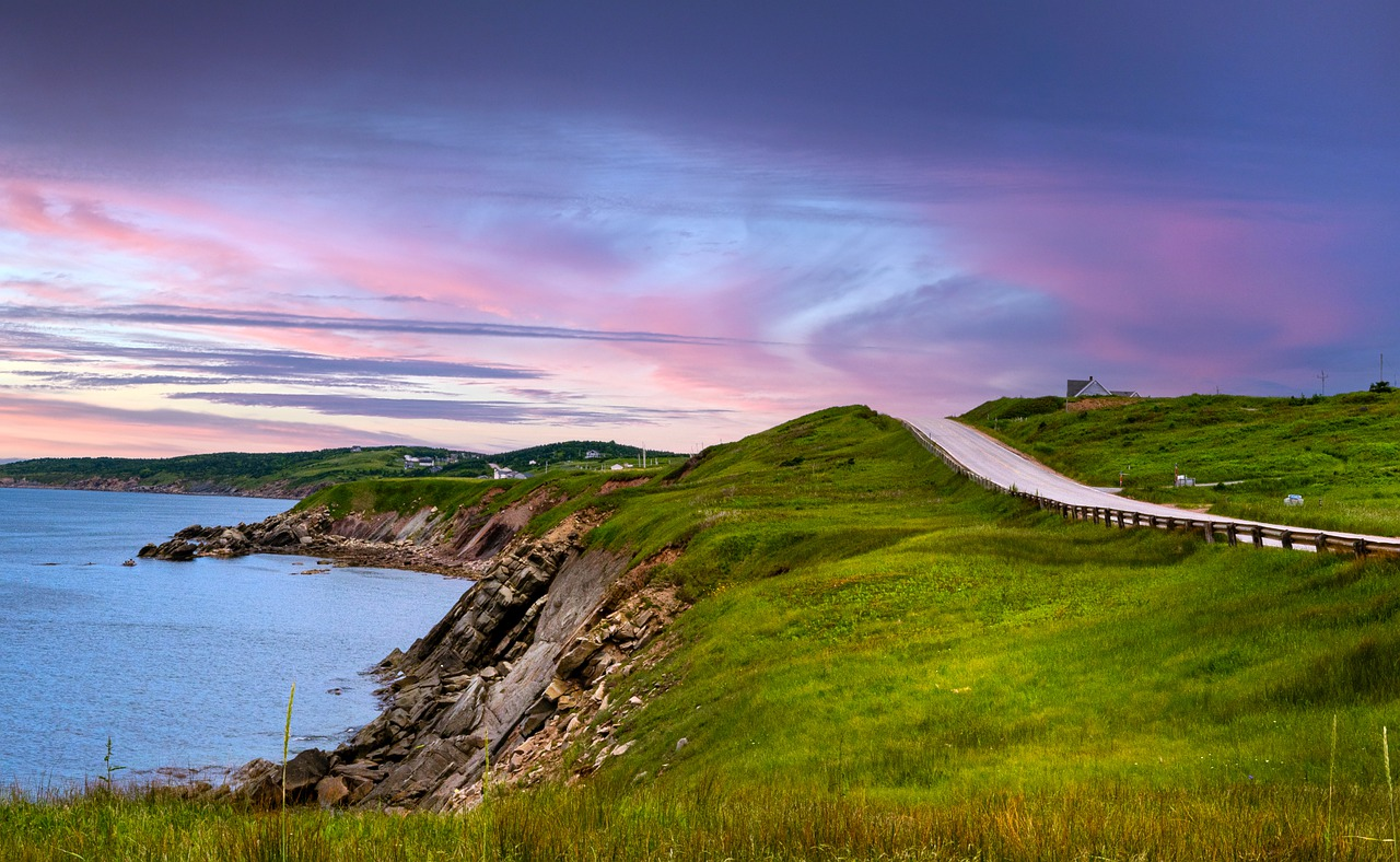 An indigo sky at the scenic Cabot Trail in Cape Breton Island, Nova Scotia.