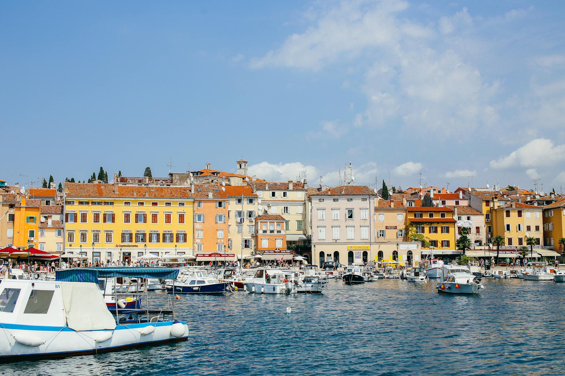 White boats docked at a Croatian coast