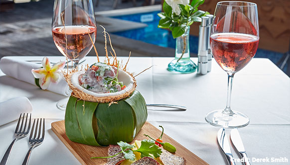 Delicious variety of food and drinks