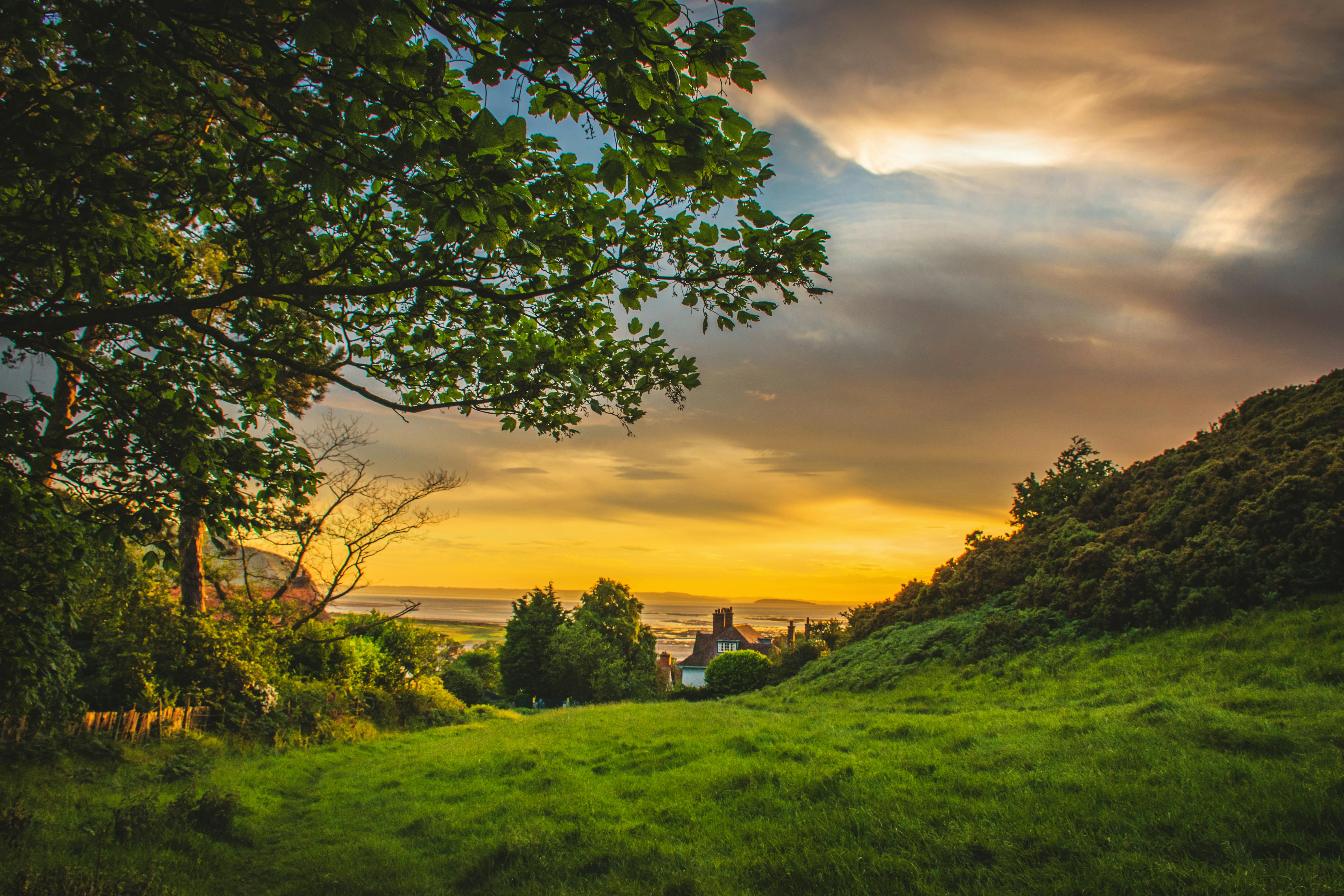 A golden sunset over a forested horizon reflects the natural beauty of Europe’s changing seasons
