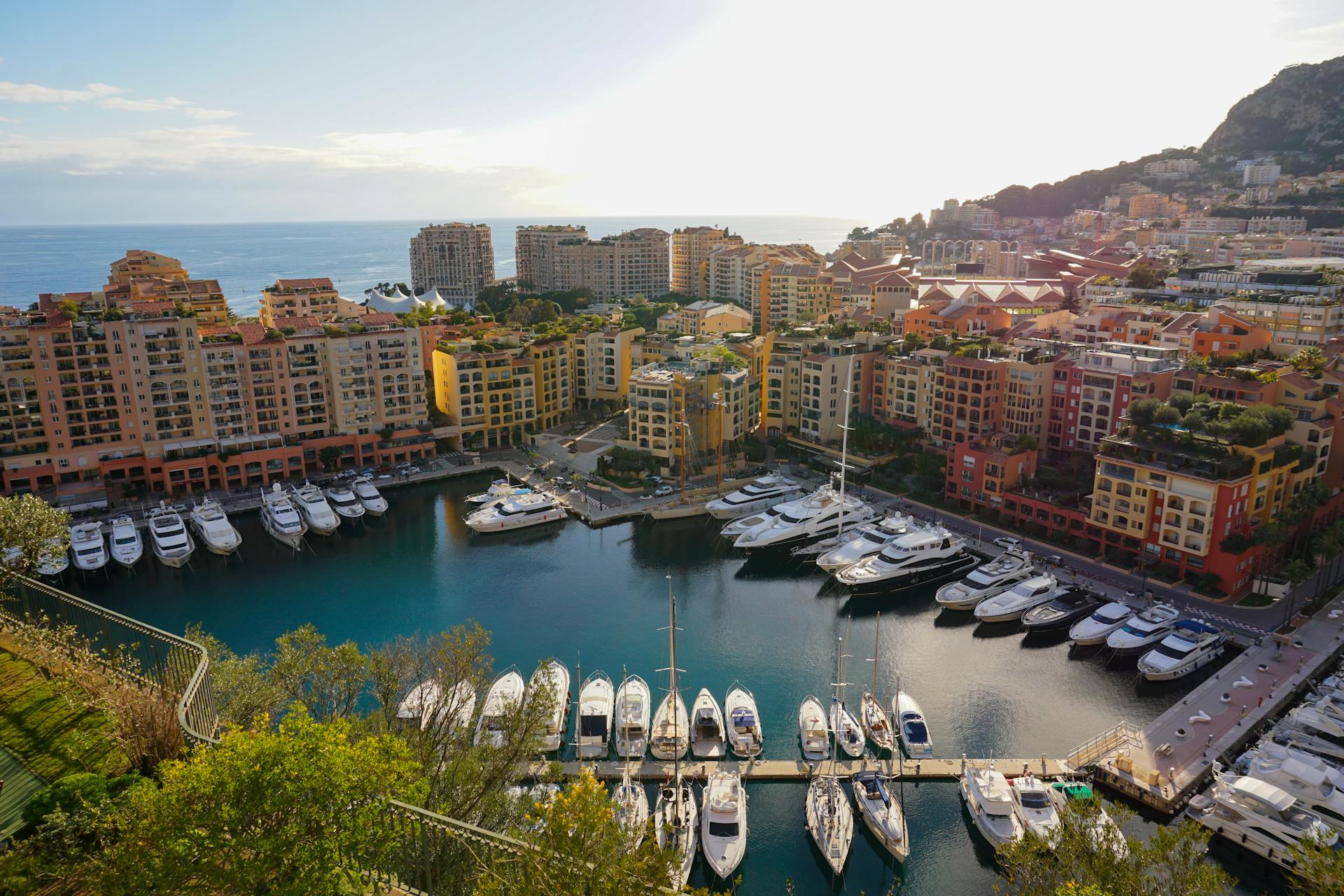 An aerial city view of Monaco