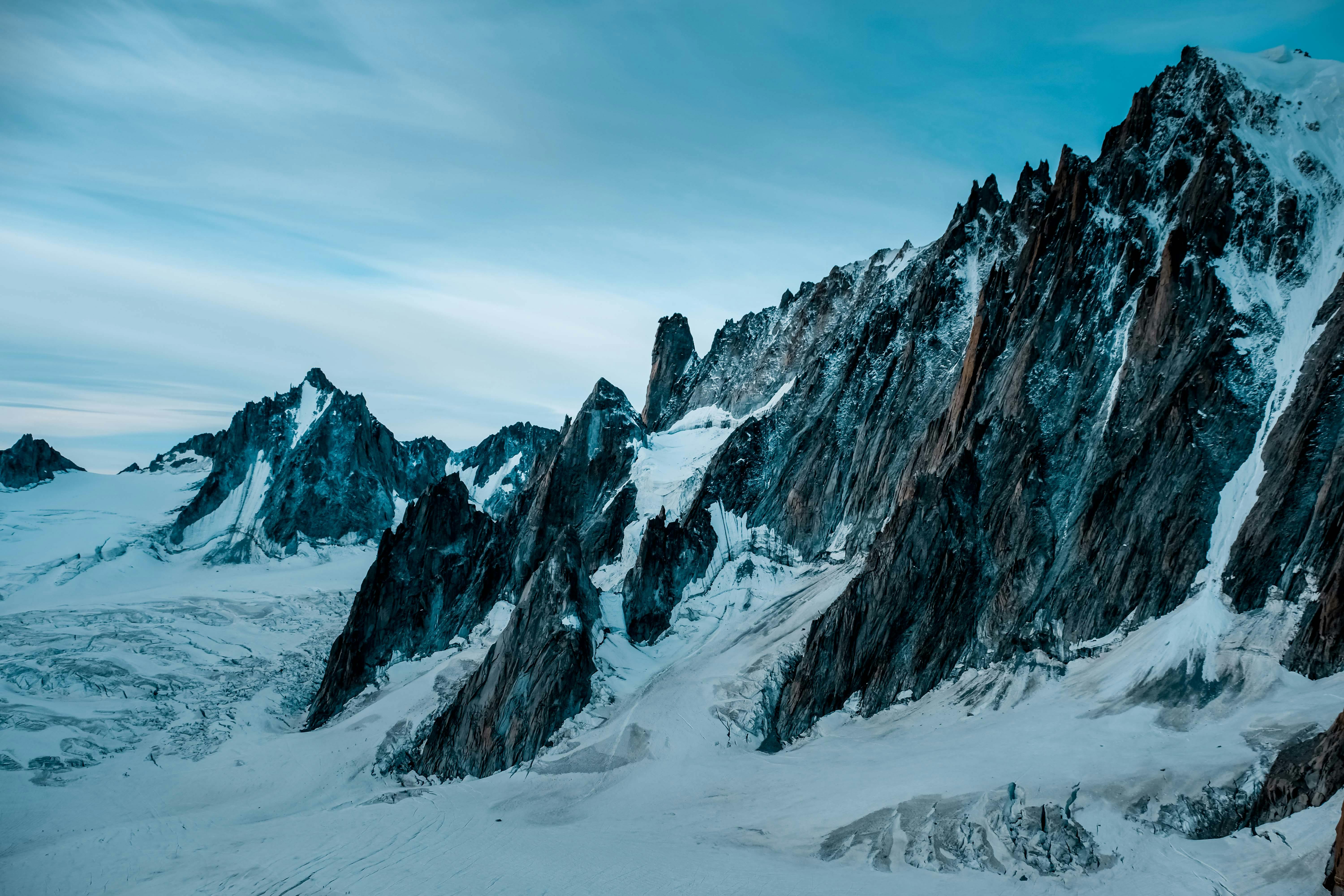 A breathtaking daytime view of a French Alpine glacier