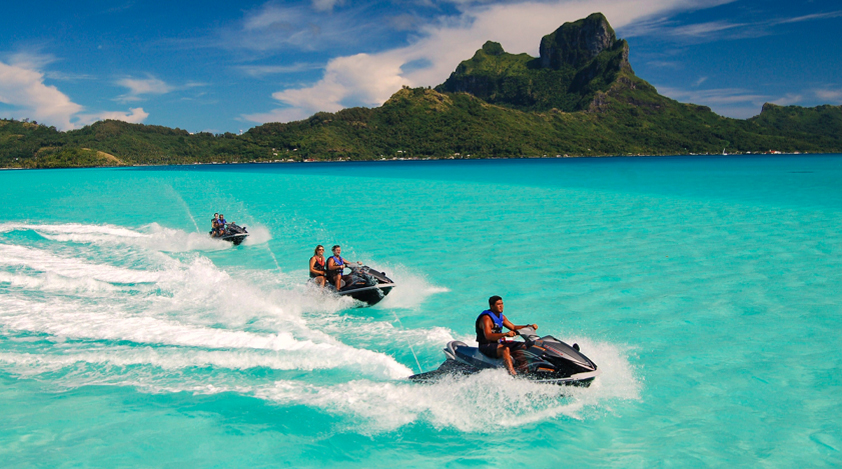 Jet-skiing on Bora Bora's lagoon 