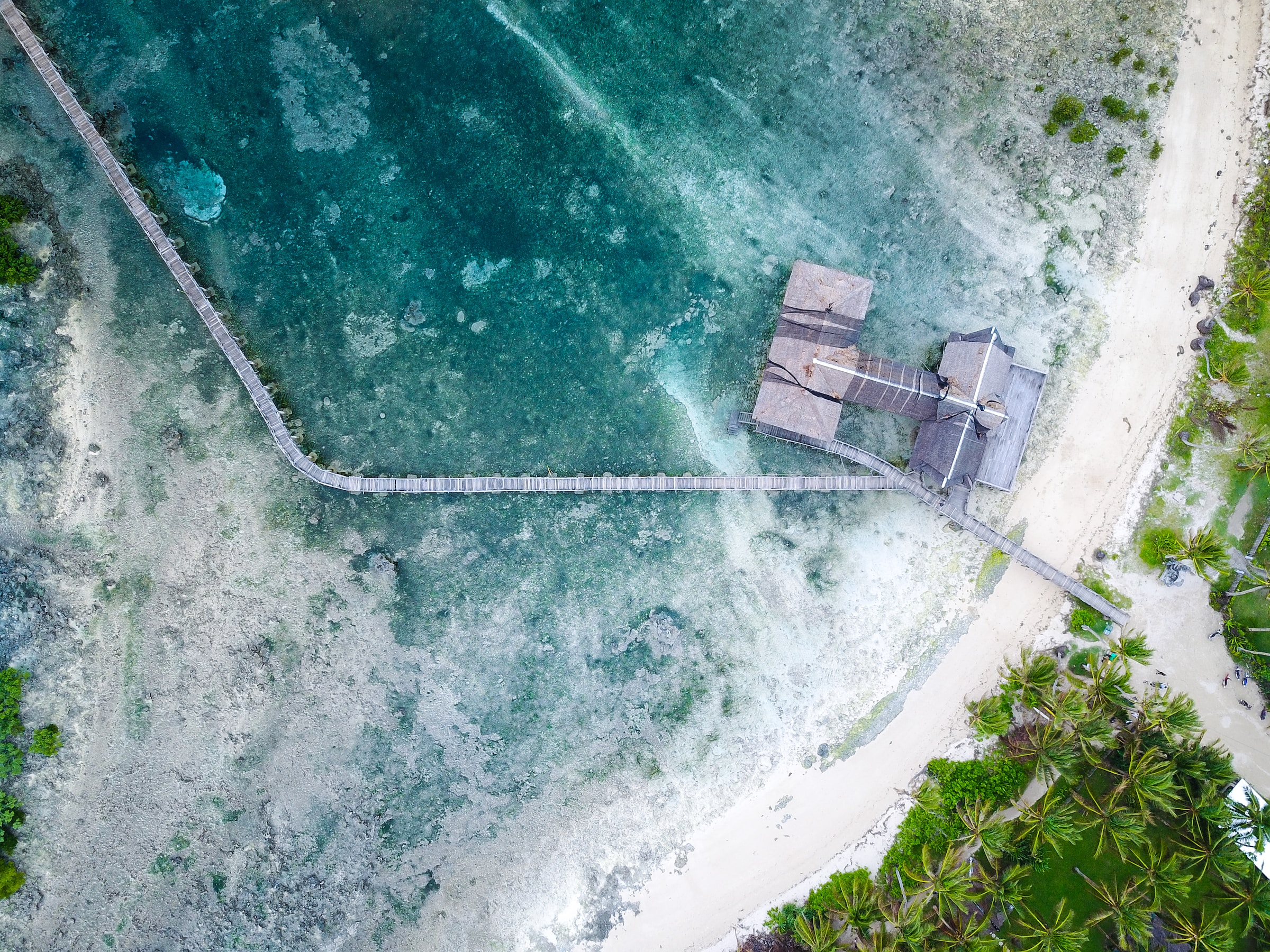 Aerial view of surfing hot spot Cloud 9 in Siargao.